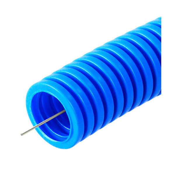 Труба гофрированная ПП лёгкая 350 Н безгалогенная (HF) синяя с/з